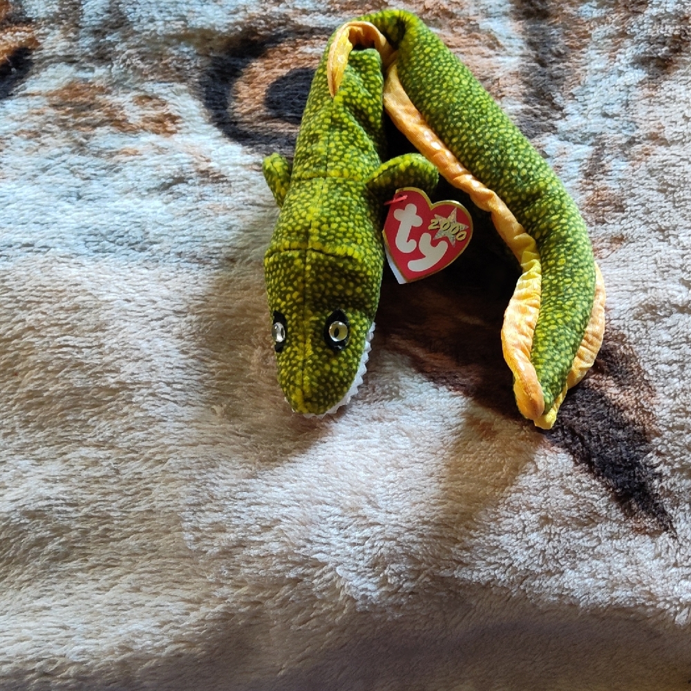 Ty Plush Snake with Green and Yellow Pattern